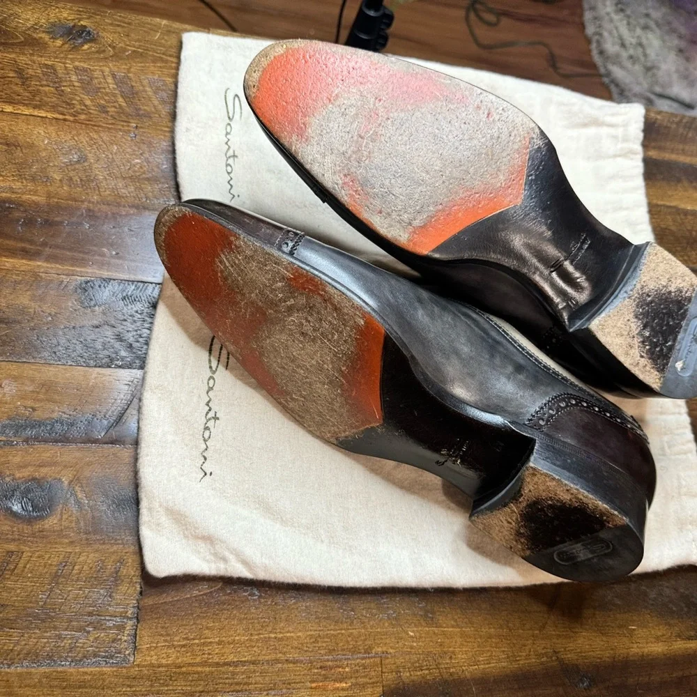 Santoni Two-Tone Leather Oxford Shoes size 10 - Picture 6 of 7
